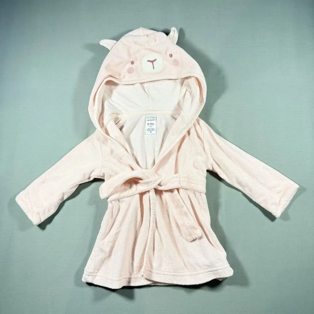 Carters Babygirl Pink Animal Robe Size 0-6m